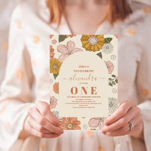 Invitation Retro Super 70's Theme Muted Tones 1er anniversair