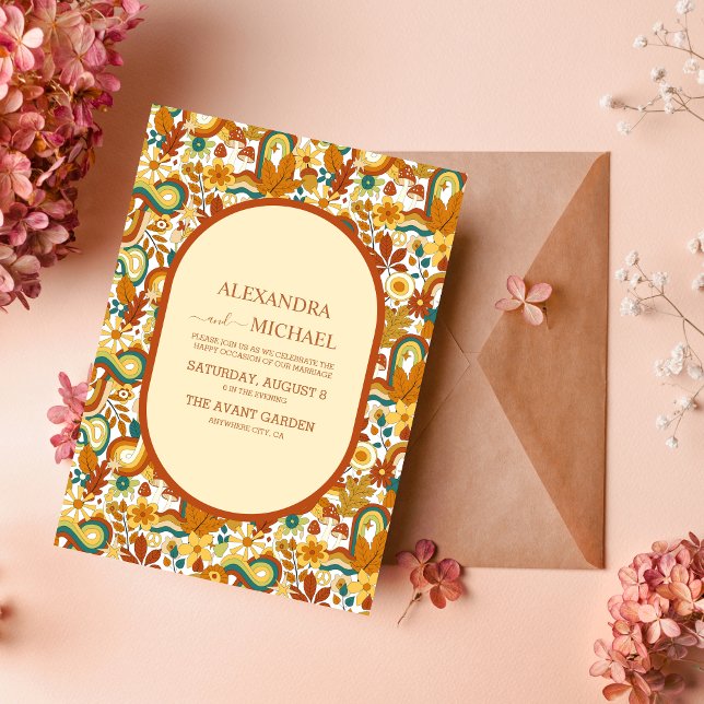 Invitation Retro Super 70's thème Muted Tones Mariage Invit (Créateur téléchargé)