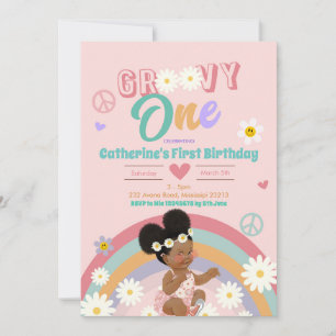 Invitation Retro Super Afro Girl Un premier anniversaire