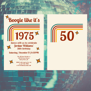 Invitation Retro Super Boogie Simple Danse 50e anniversaire
