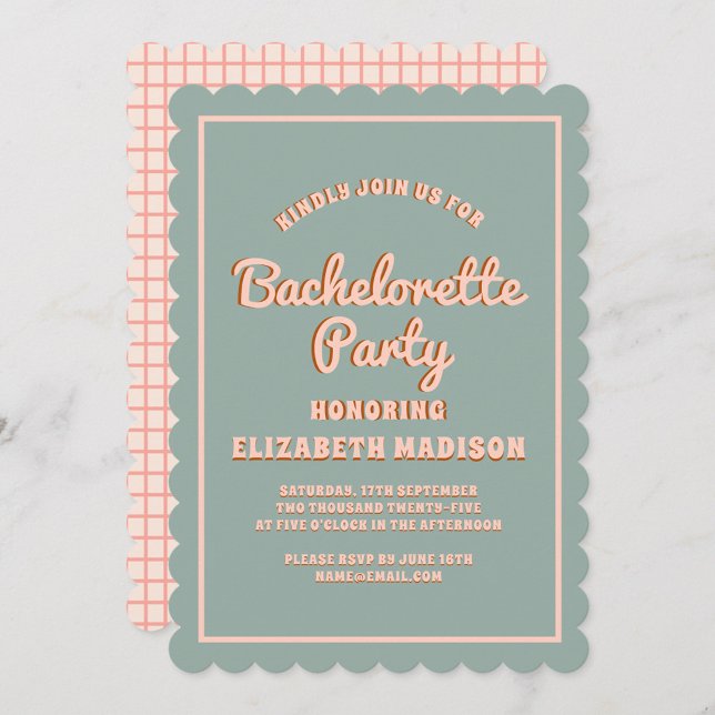 Invitation Retro Super coloré Wavy Bachelorette Party (Créateur téléchargé)