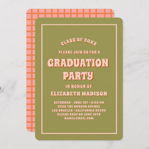 Invitation Retro Super Colorful High School Graduation Party