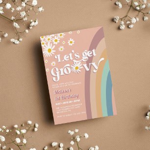 Invitation Retro Super Daisy Rainbow N'importe quel âge Anniv