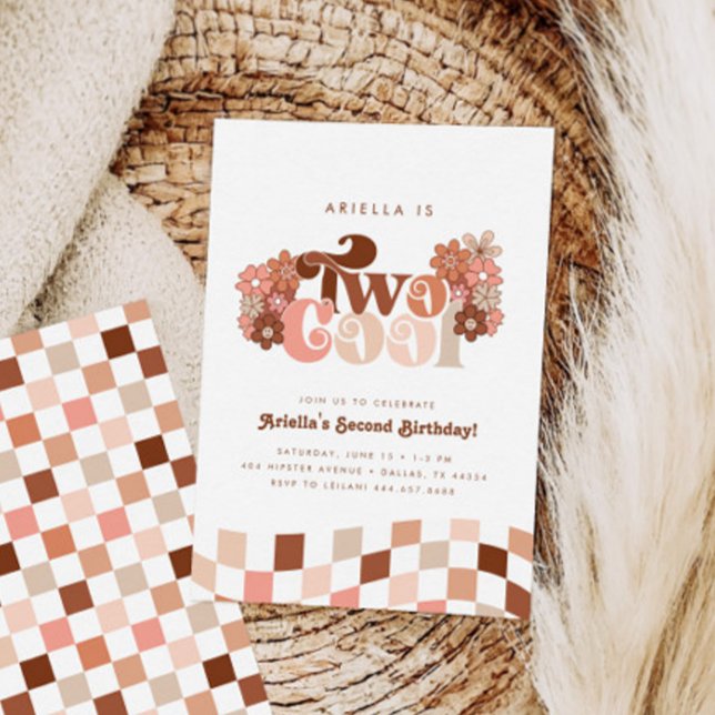 Invitation Retro Super deux filles Cool 2e anniversaire (Créateur téléchargé)