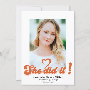 Invitation Retro Super Elle l'a fait mignon 2 Photo Graduatio