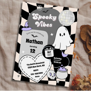 Invitation Retro Super Halloween Anniversaire Fantôme Éffraya