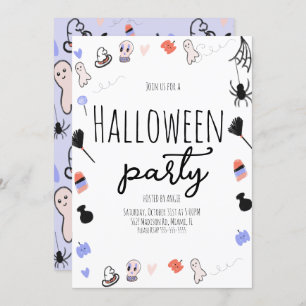 Invitation Retro Super Halloween Party Doodles Vintages
