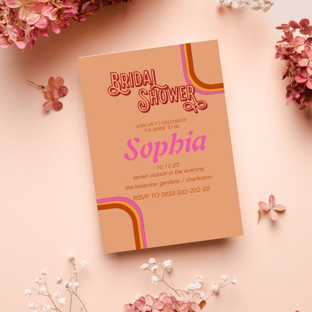 Invitation RETRO super Les années 70 FÊTE DES MARIÉES hippie (Créateur téléchargé)