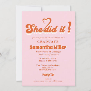 Invitation Retro Super Mignonne Photo Elle L'A Fait Graduatio