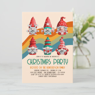 Invitation Retro Super Noël Gnomes Budget Fêtes fériées