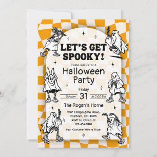 Invitation Retro Super Obtenons Éffrayant Halloween Party Inv