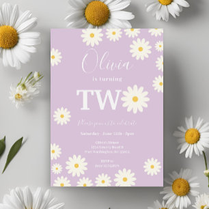 Invitation Retro Super Purple Daisy Floral Anniversaire