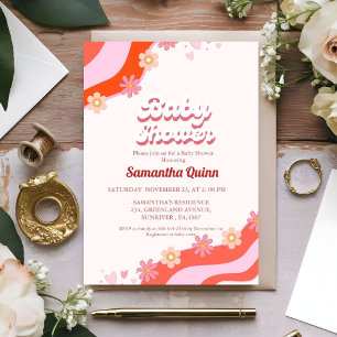Invitation Retro Super Valentine Baby shower d'amour Inv