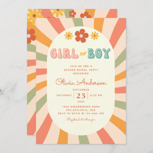Invitation Retro Super Wavy Stripes Sexe Revela Party