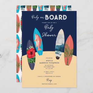 Invitation Retro Surfboards Baby sur le Baby shower de bord