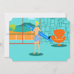 Invitation Retro Surfer Dude personnalisable