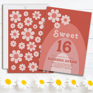 Invitation Retro Sweet 16 Anniversaire de fête Orange