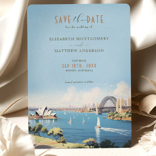 Invitation Retro Sydney Australie Voyage Économisez-la-Date