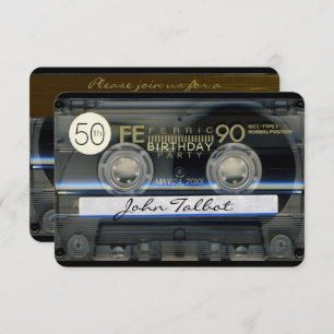 Invitation Retro T1 Cassette bande 50e anniversaire fêté Inv.