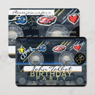 Invitation Retro T3 Cassette 50e Anniversaire Fête Inv