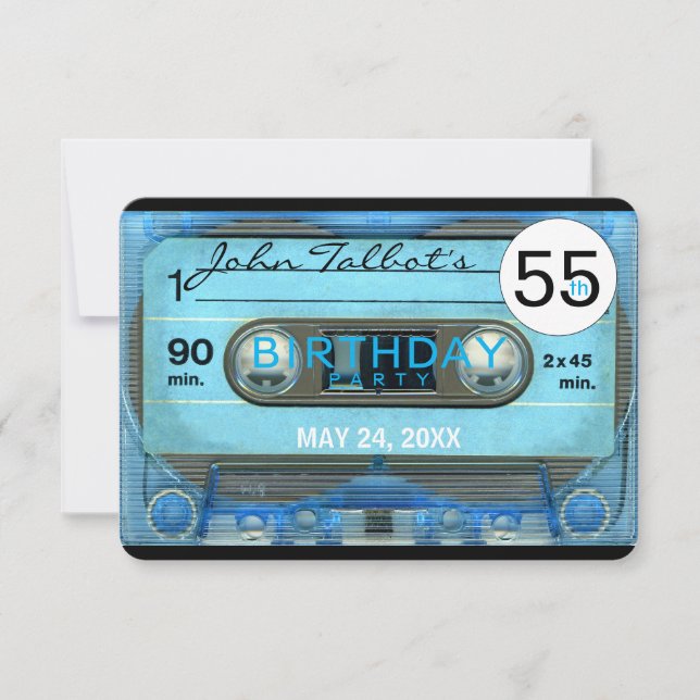 Invitation Retro T4 Audiotape 55e anniversaire Fête Invitatio (Devant)