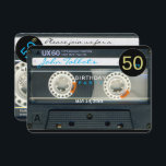 Invitation Retro T6 cassette 50e anniversaire fêté Inv.<br><div class="desc">Vieux ruban à cassette semi-transparent (bande audio - cassette audio - modèle n°6) à personnaliser. 50 est personnalisable sur une petite étiquette noire. Conception sur une invitation à carte ronde plate avec texte pour la fête du 50e anniversaire. Vous pouvez facilement modifier le texte (police, couleur, taille et position) en...</div>