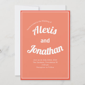 Invitation Retro tendance Jouer Coral coloré rose blanc
