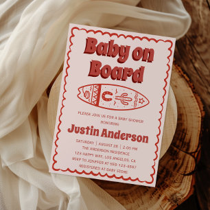 Invitation Rétro Terracotta Bohème Bébé à Bord Shower de Bébé