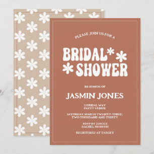 Invitation Retro Terracotta Fleur de Marguerites Baby Shower