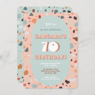 Invitation Retro Terrazzo Hippie Boho Anniversaire