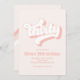 Invitation Retro Trente Anniversaire rose