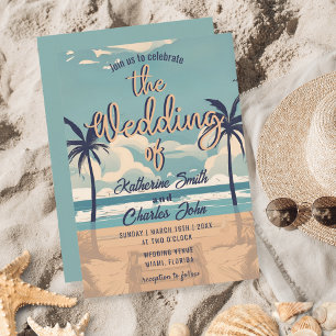 Invitation Retro Tropical Beach Destination Mariage