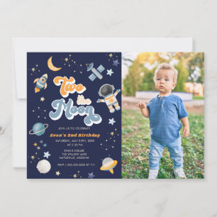 Invitation Retro Two Moon Space Anniversaire