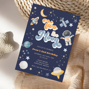 Invitation Retro Two Moon Space Anniversaire