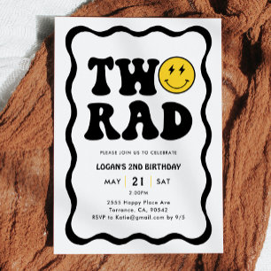 Invitation Retro Two Rad Boy 2e fête d'anniversaire