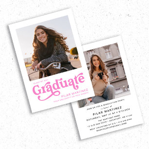 Invitation Retro Typographie Photo 2023 Graduation Party