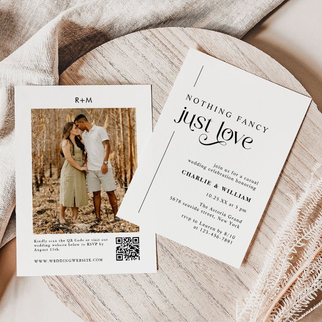 Invitation Retro Typographie Photo Qr Code Mariage (Créateur téléchargé)
