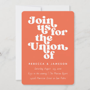Invitation Retro Union Persimmon Orange Mariage
