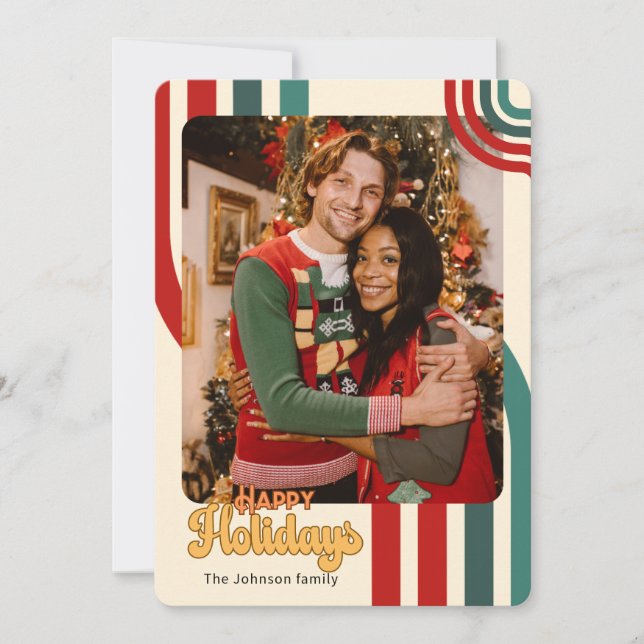 Invitation Retro Vacances Noël amis famille (Devant)