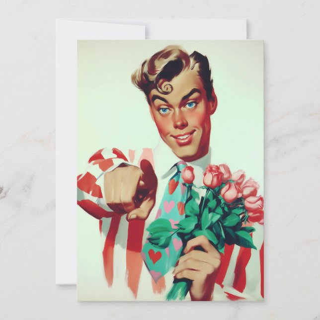 Invitation Retro Valentine Flirty Guy (Devant)