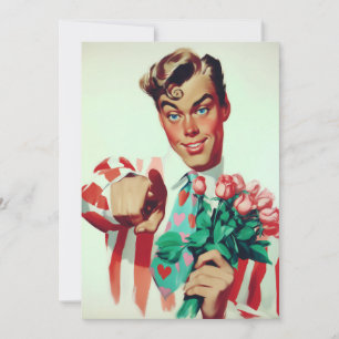 Invitation Retro Valentine Flirty Guy