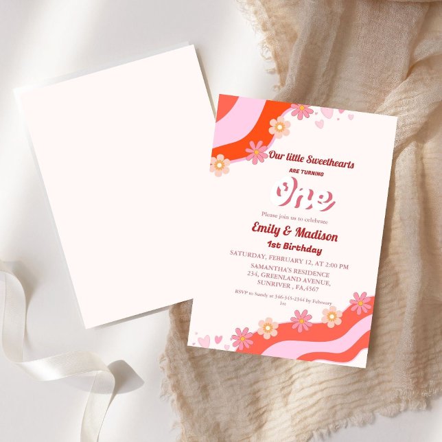 Invitation Retro Valentine Sweetheart Joint Premier anniversa (Créateur téléchargé)