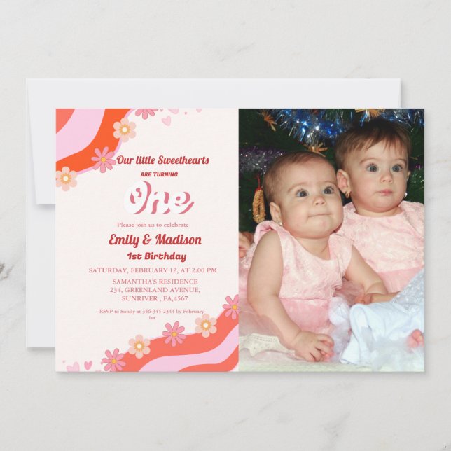 Invitation Retro Valentine Sweetheart Joint Premier anniversa (Devant)