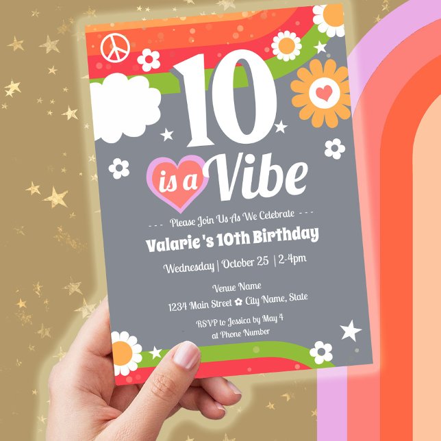Invitation Retro Vibe 10e anniversaire (Créateur téléchargé)