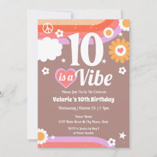 Invitation Retro Vibe 10e anniversaire