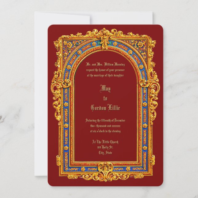 Invitation Retro Victorian Era 1887 Arched Frame Wedding (Devant)