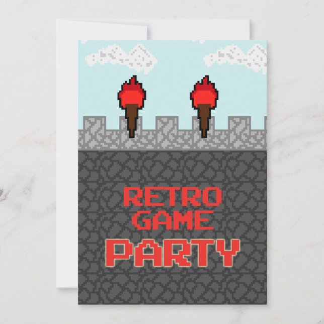 Invitation Retro Video Game Party (Devant)