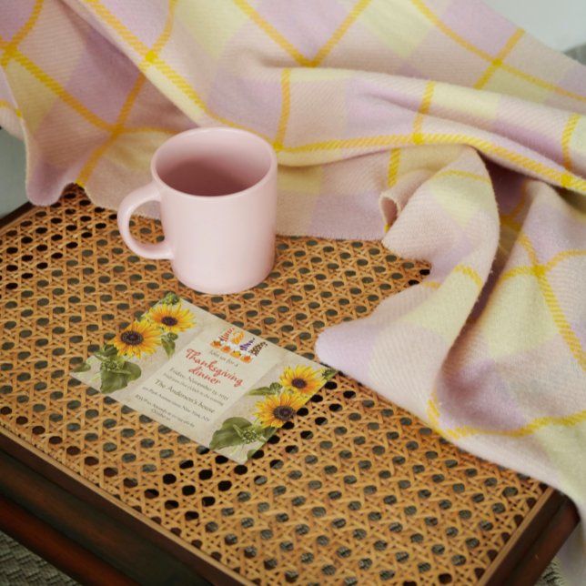 Invitation Retro Vieux Papier Tournesol Fête de l'Action de g (Créateur téléchargé)