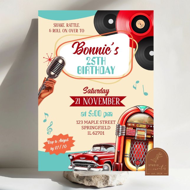 Invitation Retro Vintage 1950 Fête d'anniversaire pour adulte (Créateur téléchargé)