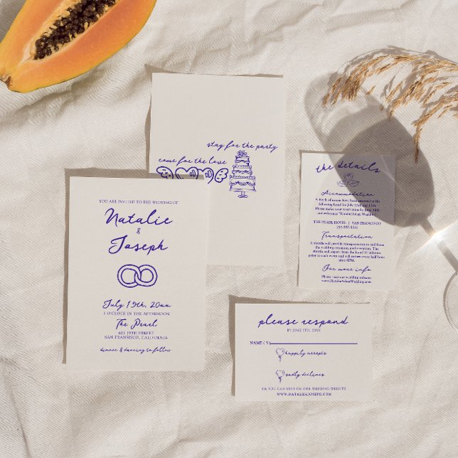 Invitation Retro Vintage amusant unique main moderne tiré Mar (Créateur téléchargé)